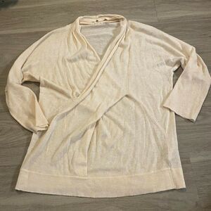 Knitted & Knotted Womens Peach Long Sleeve Surplice Neck Pullover Sweater Size L